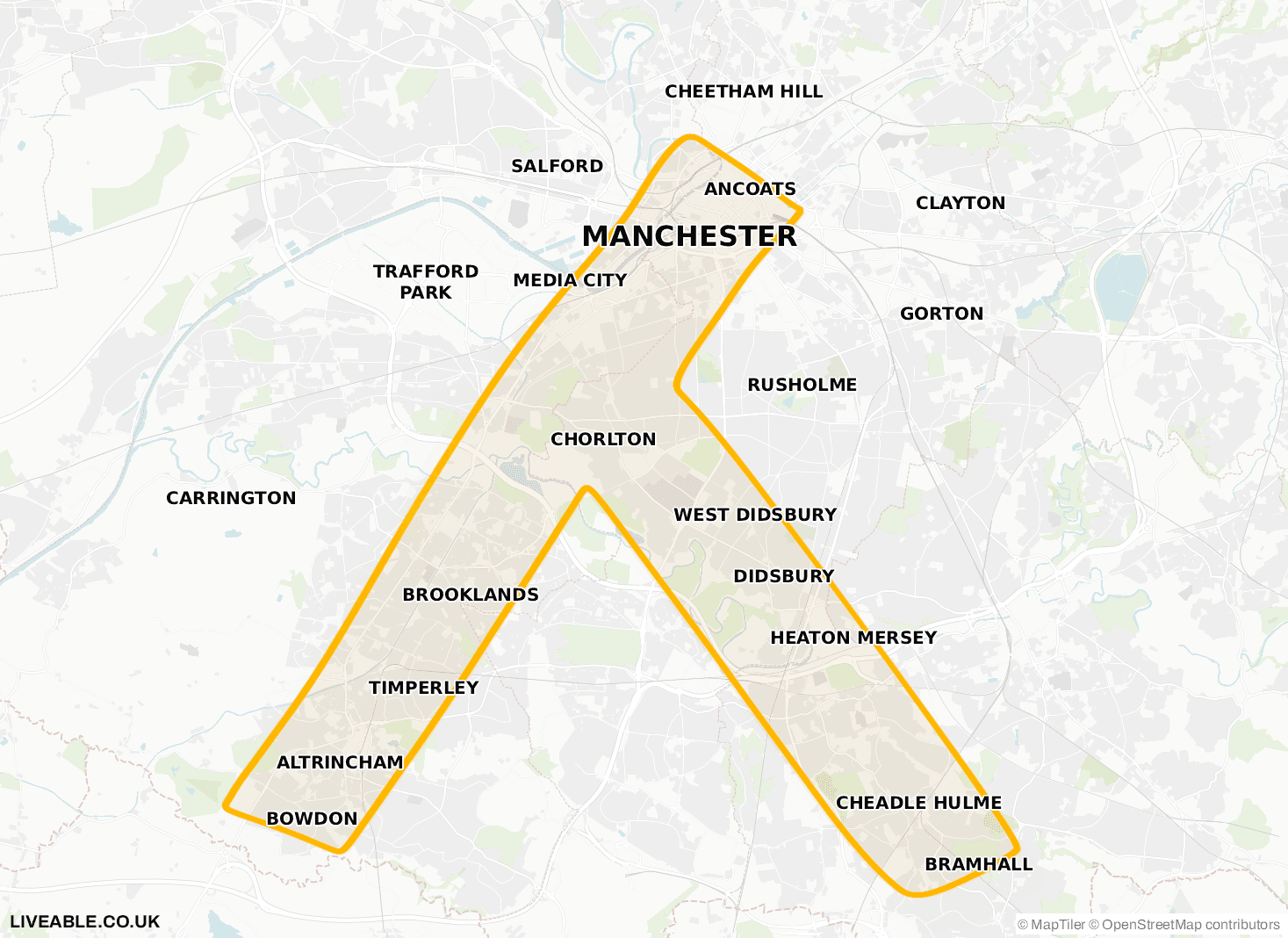 Manchester T pattern highlighted