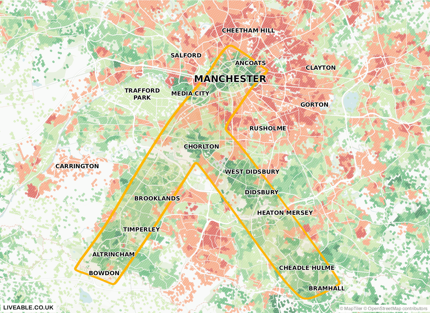 Manchester area map